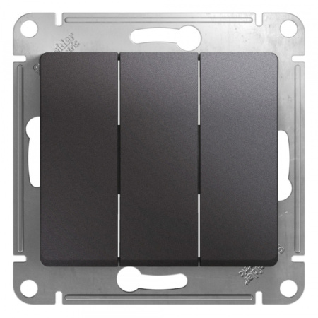 Systeme Electric Glossa Графит Выключатель 3-клавишный, сх.3, 10AX