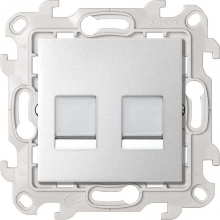 Simon 24 Алюминий Розетка для передачи данных 2xRJ45 Cat.5e UTP