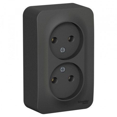 Systeme Electric Blanca наруж Антрацит Розетка 2-ая б/з без шторок 16А, 250В, изолир. пластина