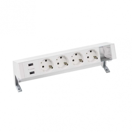 Simon 400 Настольный x6 розеточный блок, 4x2P+E, 2xUSB з/у, 1 пустой модуль, белый,