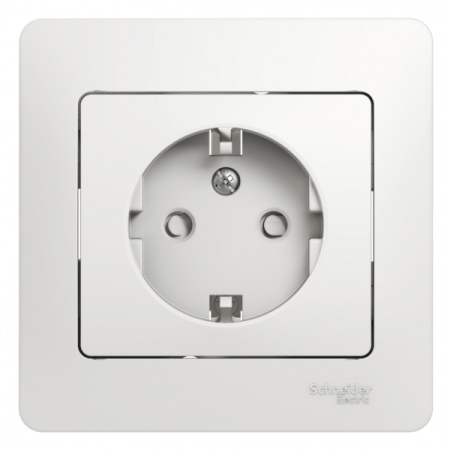 Systeme Electric Glossa Бел Розетка с/з со шторками (в сборе с рамкой)