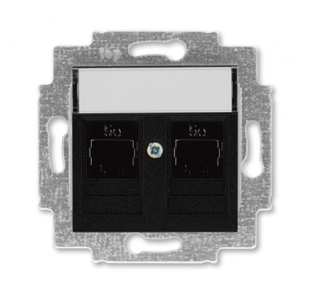 ABB EPJ Levit антрацит / дымчатый чёрный Розетка компьютерная, 2хRJ45 кат,5e, антрацит