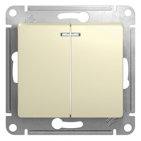 Systeme Electric Glossa Беж Выключатель 2-клавишный с подсветкой, сх.5а, 10АХ