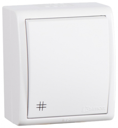 Simon 15 Aqua Белый Переключатель 1-клавишный перекрестный наружный, IP54