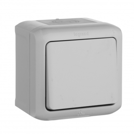 Legrand Quteo Сер Выключатель 1-клавишный IP44 10А