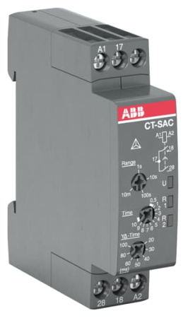 ABB Реле времени CT-SAC.22 компактное (звезда-треуг. рег. время перекл. на треуг.) 24-48B DC, 24-240B AC (4 диапазонов времени 0,05с...1