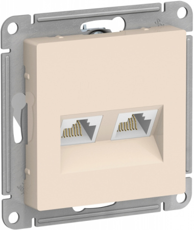 Systeme Electric AtlasDesign Беж Розетка двойная компьютерная RJ45+RJ45, кат.5E, механизм