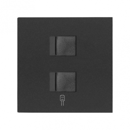 Simon 100 Черный матовый Накладка розетки 2xRJ45