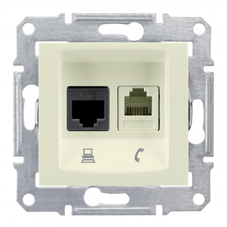 Schneider Electric Sedna Беж Розетка 2-ая ТЛФ + компьютерная кат.6 UTP (RJ11+RJ45)
