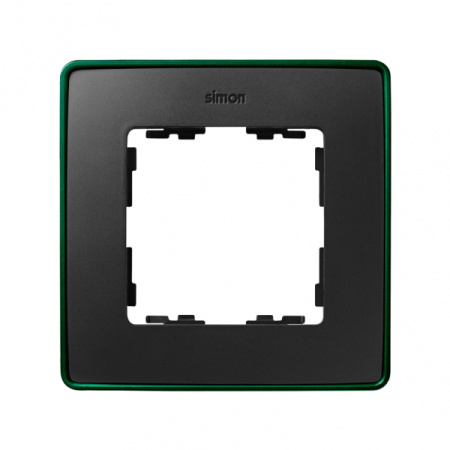 Simon 82 Detail Графит, зеленое основание Рамка 1-ая