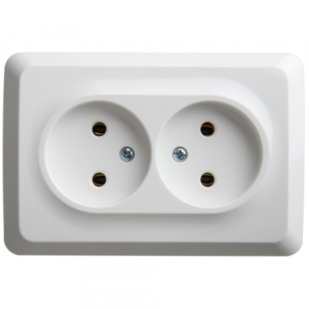 Systeme Electric Этюд наруж Бел Розетка 2-ая угловая б/з без шторок 16А 250B