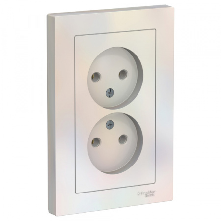 Systeme Electric AtlasDesign Жемчуг Розетка б/з двойная, 16А, в сборе