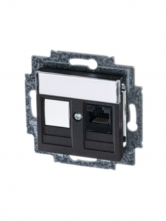 ABB EPJ Levit антрацит / дымчатый чёрный Розетка компьютерная RJ45 кат,5e+заглуш,, антрацит