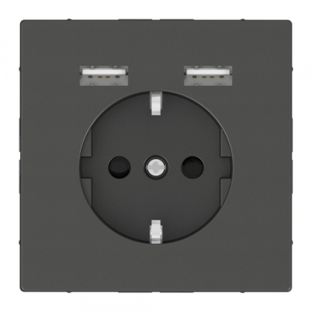 Schneider Electric Merten D-Life Антрацит Розетка Schuko с 2 USB c зарядным устройством 2,4 A