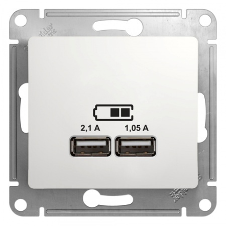 Systeme Electric Glossa Бел Розетка USB 5В/2,1А, 2х5В/1,05А
