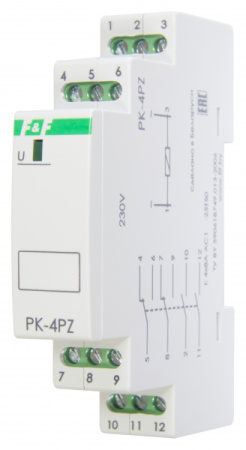 Промежуточ реле PK-4PZ/230, 1M, DIN, 230В АС, 4х8А, 2NO/NC+2NO, IP20
