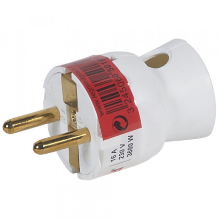 Legrand Элиум Белый Вилка 2Р+Е, 16А, нижний ввод, пластик