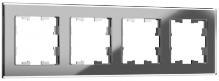 IEK BRITE DECOR Серый глянец стекло Рамка 4-м РУ-4-2-БрСе