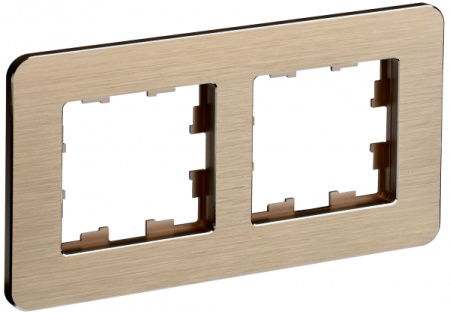 IEK BRITE DECOR Шампань металл. скругл.уголРамка 2-м РУ-2-1-Бр RE AL