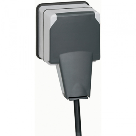 Legrand Plexo Серый Розетка с/з с крышкой с системой "lock 66",накладная,IP66