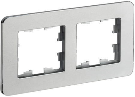 IEK BRITE DECOR Алюминий металл. скругл.угол Рамка 2-м РУ-2-1-Бр RE