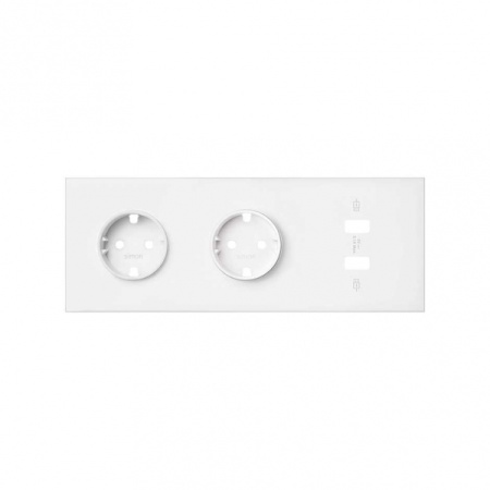 Simon 100 Белый матовый Кит 3 поста, фронт. Накладка на 2 розетки Schuko + 1 з/у 2xUSB цвета