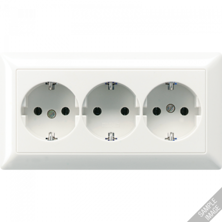 JUNG Штепсельная розетка SCHUKO 16A 250V~ тройная, полная плата слоновая кость
