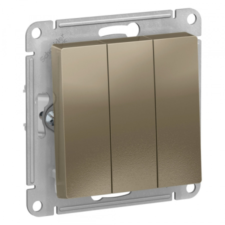 Systeme Electric AtlasDesign Шампань Выключатель 3-клавишный сх.1+1+1, 10АХ, механизм