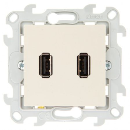 Simon 24 Слоновая кость Коннектор 2хUSB 2.0 тип A