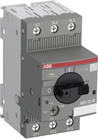 ABB Автоматический выключатель для ЖД транспорта MS132-0.63B 100кА с регулир. тепловой защитой 0.4A-0.63А Класс тепл. расцепит. 10