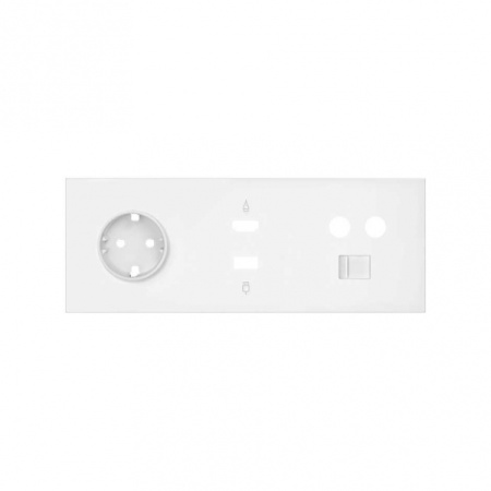 Simon 100 Белый матовый Кит 3 поста, фронт. Накладка на 1 розетку Schuko + 1 розетку TV + 1 розетку RJ45 + 1 розетку HDMI + 1 розетку USB