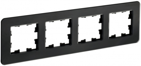 IEK BRITE DECOR  Черный матовый стекло скругл.угол Рамка 4-м РУ-4-2-Бр RE