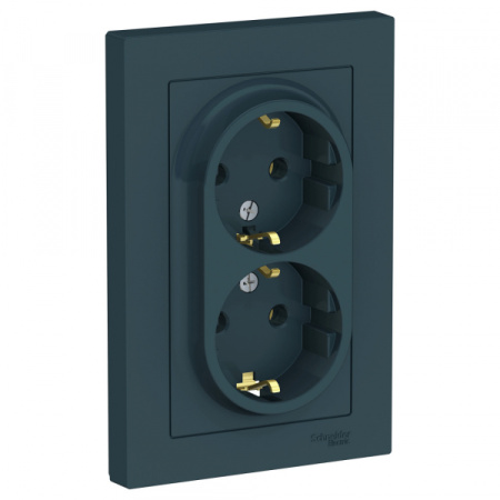 Systeme Electric AtlasDesign Изумруд Розетка с/з двойная, 16А, в сборе