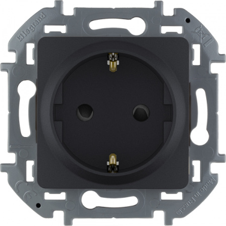 Legrand INSPIRIA Антрацит Розетка 2К+З со шторками - немецкий стандарт - 16 А - 250 В