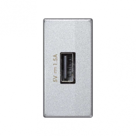 Simon Алюминий Зарядное устройство USB, К45, узкий модуль, 5 В, 1,5 А (использовать K126D-8)
