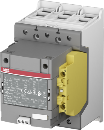 ABB Контактор AFS116-30-12-33 для систем безопасности, с универсальной катушкой управления 100-250В AC/DC с интерфейсом для подключения ПЛК