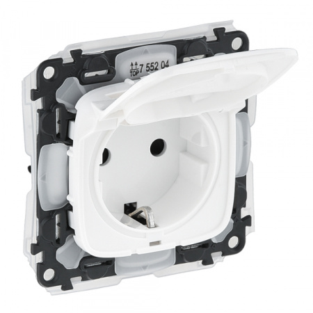 Legrand Valena ALLURE Бел Розетка с/з 1-ная, со шторками, с крышкой IP44