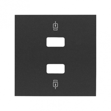 Simon 100 Черный матовый Накладка для зарядного устройства 2хUSB
