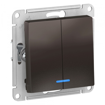Systeme Electric AtlasDesign Мокко Выключатель 2-клавишный с подсветкой, сх.5а, 10АХ, механизм