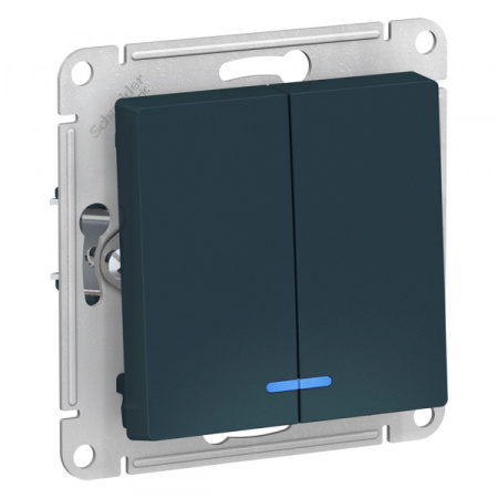 Systeme Electric AtlasDesign Изумруд Выключатель 2-клавишный с подсветкой, сх.5а, 10АХ, механизм