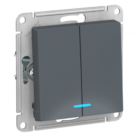 Systeme Electric AtlasDesign Грифель Выключатель 2-клавишный с подсветкой, сх.5а, 10АХ, механизм