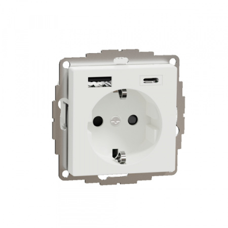 Schneider Electric MERTEN SM Белый Розетка силовая 16 A с зарядкой USB A+C 3 A