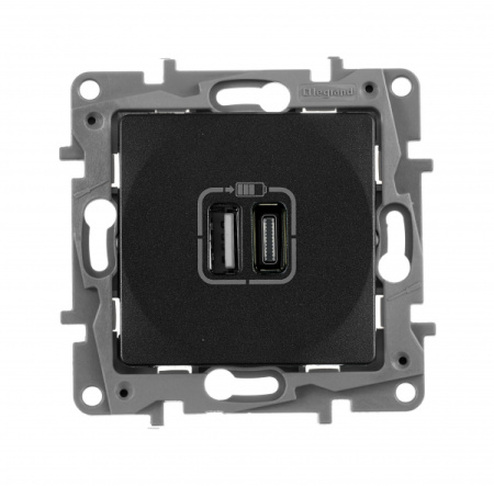 Legrand ETIKA Антрацит Зарядка USB A-C