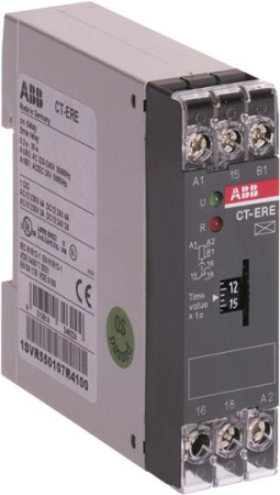 ABB CT-ERE Реле времени задержка на вкл 3-300 сек 24V AC/DC, 220-240V AC, 1ПК