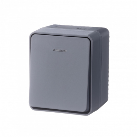 Systeme Electric AtlasDesign Profi54 Наруж Антрацит Выключатель 1-клавишный с подсветкой 10 АХ