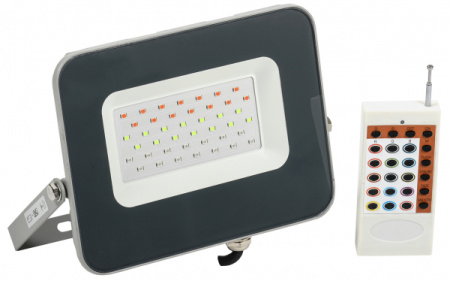 IEK Прожектор LED СДО 07-30RGB multicolor IP65 серый IEK