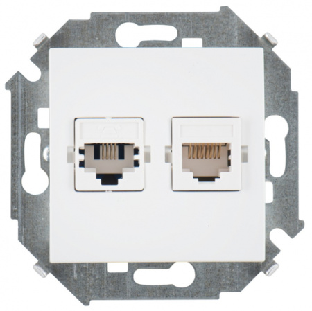 Simon 15 Белая Розетка ТЛФ + комп RJ11+RJ45 кат.5е