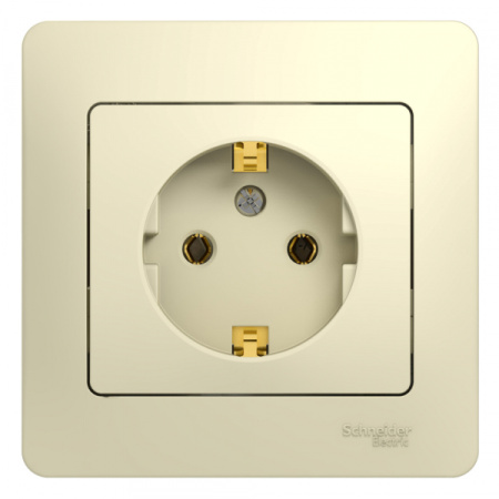 Systeme Electric Glossa Беж Розетка с/з (в сборе с рамкой)
