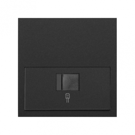 Simon 100 Черный матовый Кит 1 пост, фронт. Накладка на 1 розетку RJ45