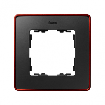 Simon 82 Detail Графит, красное основание Рамка 1-ая